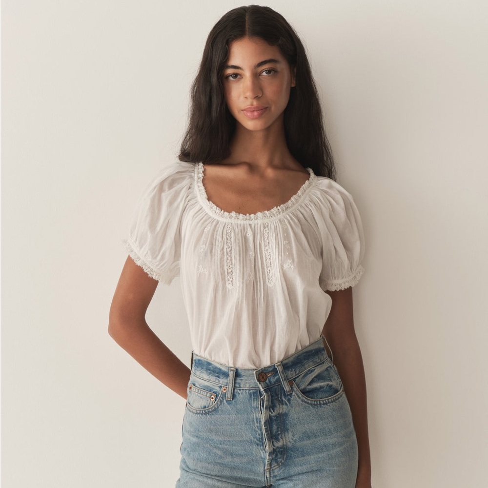 Doen White Frederica Blouse Size Medium